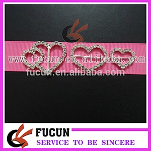 wedding invitation small heart ribbon rhinestone buckles sliders for shoes/chair