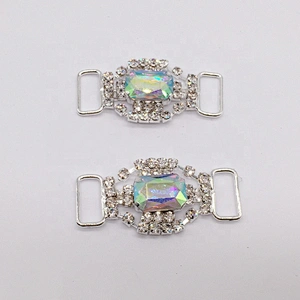 Clear Silver Plated AB Rhinestone Centre Buckle For Swimwear
