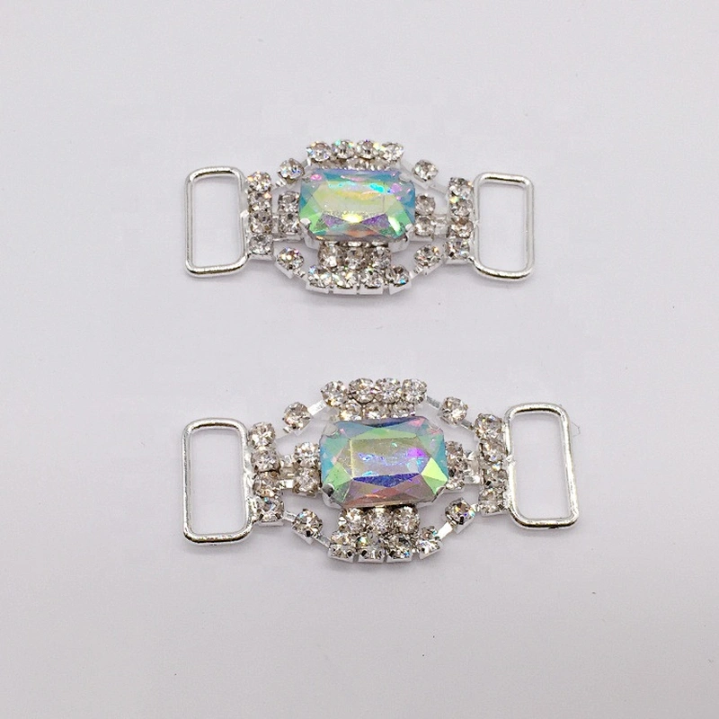Clear Silver Plated AB Rhinestone Centre Buckle For Swimwear