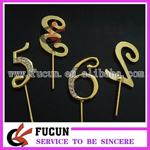 wholesale gold number crystal rhinestone cake topper party decoration/cake decoration