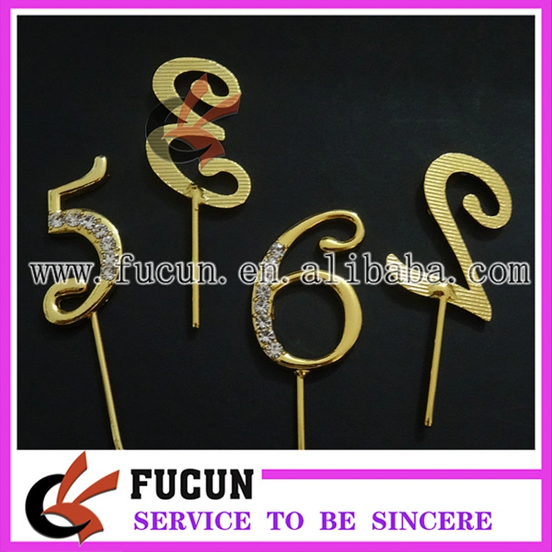 wholesale gold number crystal rhinestone cake topper party decoration/cake decoration