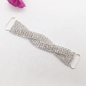 High Quality Twist Design 8 Rows SS16 Silver Rhinestone Crystal Bikini Connector