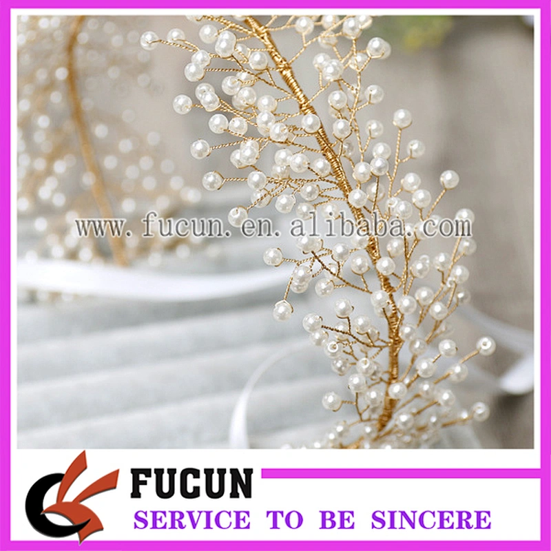 Hot Sale Wedding Pearl Crown Hair Vine Leaf Pearl Beads Bridals Tiara Headwear/Hairpieces