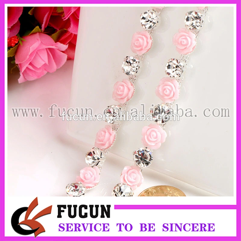 New Sewing Resin Flower Crystals Rhinestones Trim Ribbon