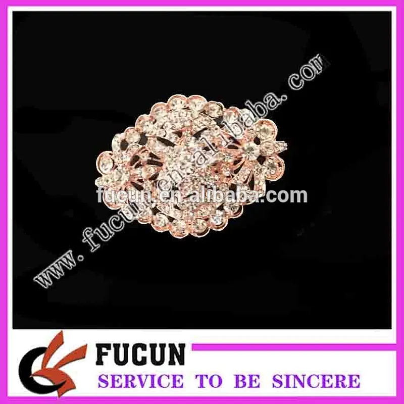 popular style rose gold initial brooch for wedding rhinestone crystal brooch