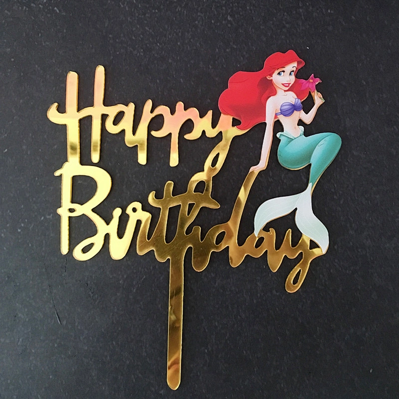 Favor gold painting mirror acrylic cake toppers for birthday party