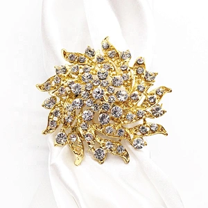 Gold FLORAL RHINESTONE NAPKIN RING