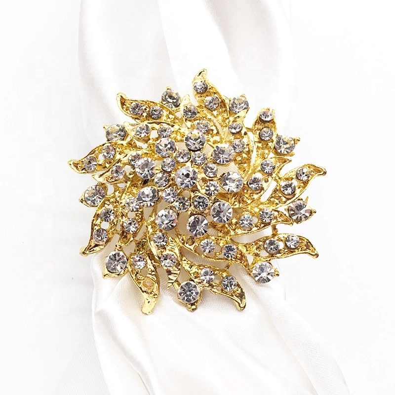 Gold FLORAL RHINESTONE NAPKIN RING