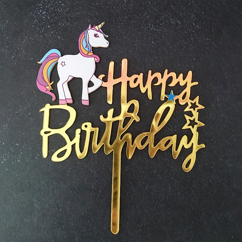 Favor gold painting mirror acrylic cake toppers for birthday party