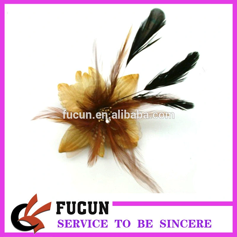 handmade women lady bridal wedding party fascinator hair clip feather accessory