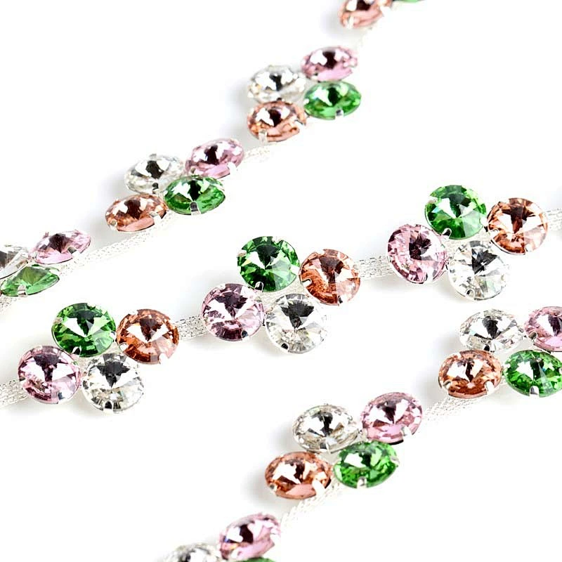 Newest Fancy Crystal Rhinestone Cup Chain trimming for Bridal Dress Decoration