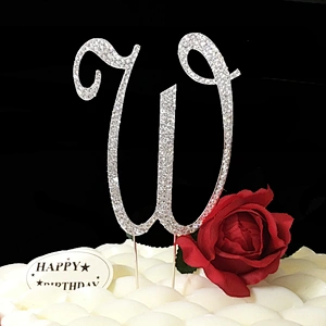 Bling Hot sale high quality W wedding cake toppers for party anniversary