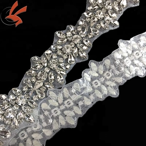 Wholesale iron-on crystal rhinestone applique trim