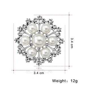 hot sale elegant pearl rhinestone brooch for wedding decoration