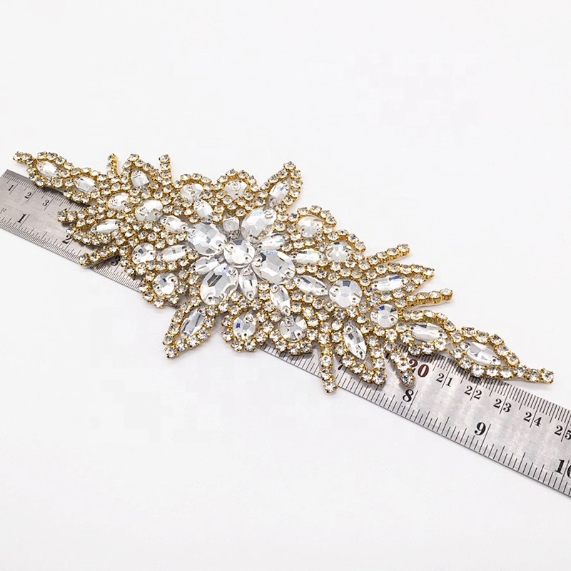 wholesale wedding clothing fabric handmade embroidery designs crystal rhinestone applique