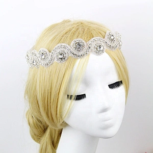 crystal wedding rhinestone embellished bridal sash laces appliques hairband trims