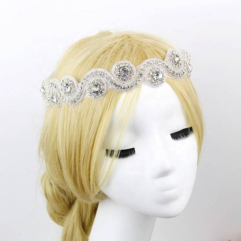 crystal wedding rhinestone embellished bridal sash laces appliques hairband trims