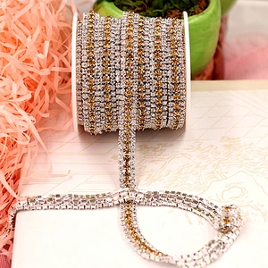 Diamond Various Colored Rhinestone Braid Cup Trim Chain