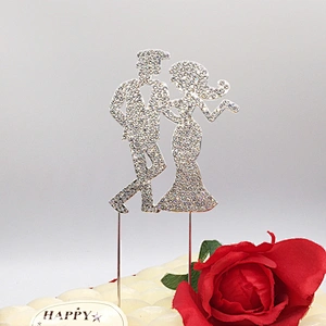 dazzling rhinestone wedding Bride & Bridegroom dancing design crystal bridal cake topper wedding decor