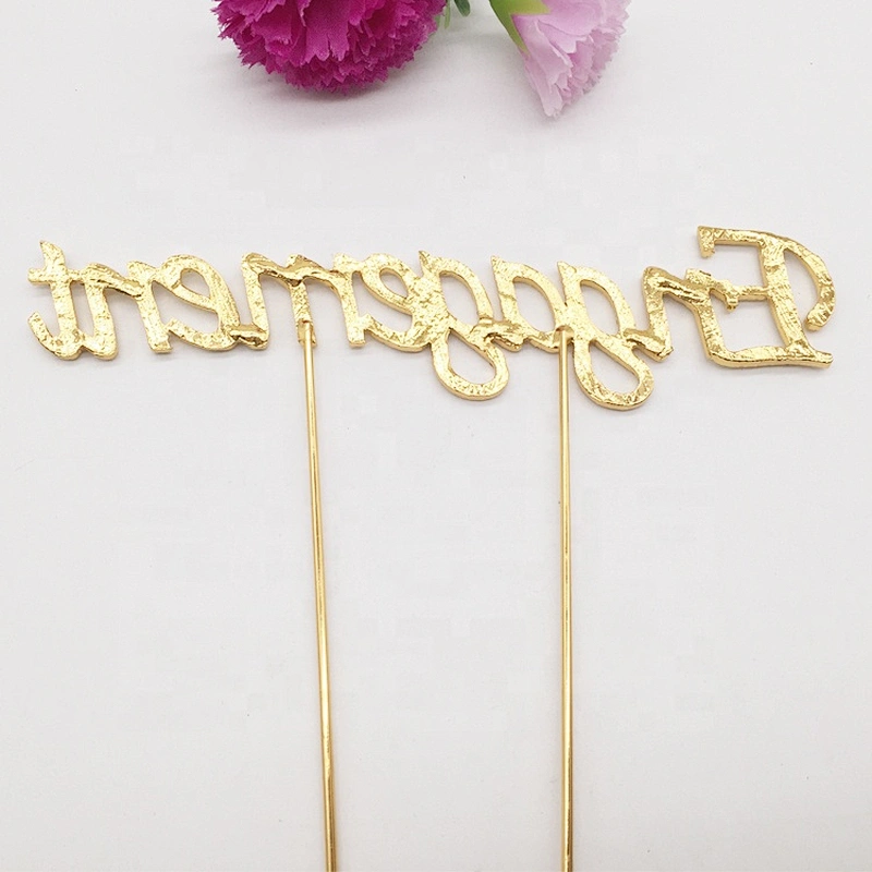 Golden Engagement Valentine's Day Occasion Wedding Rhinestone Cake Topper
