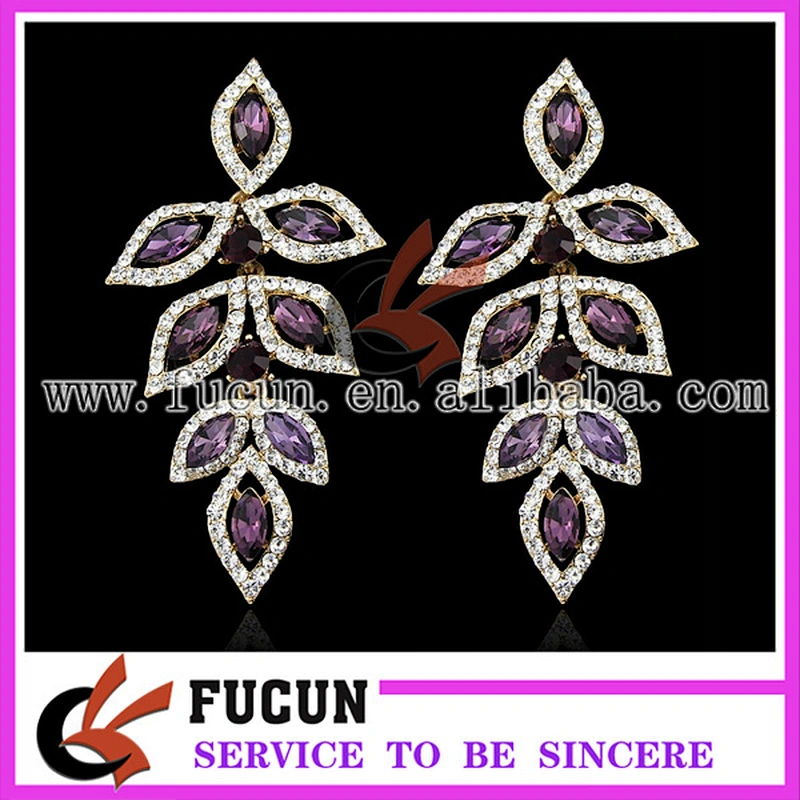 latest fashion leaves design gold plated earring jewelry wholesale