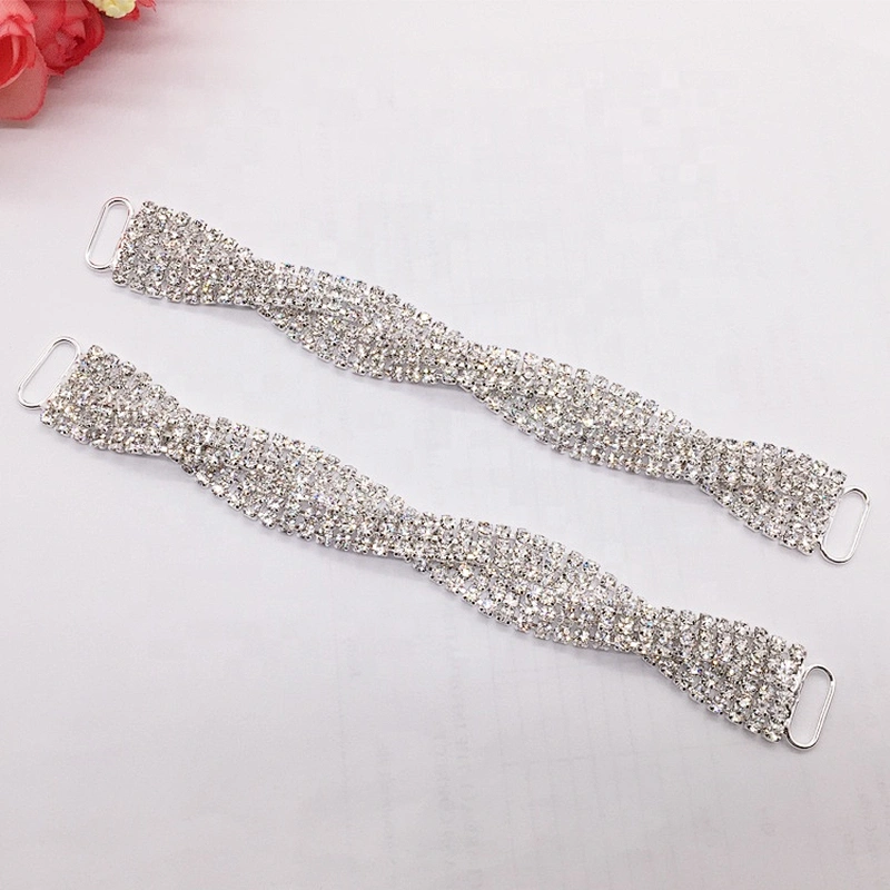 Hot Selling Silver Twist Compact Rhinestone Clear Crystal Bikini Connectors