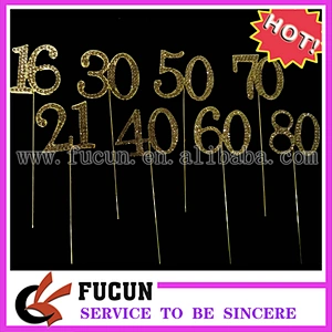 No.15 Gold Rhinestone NUMBER CAKE TOPPER for Birthday, Anniversary, Quinceanera, Sweet Sixteen, and Special Event