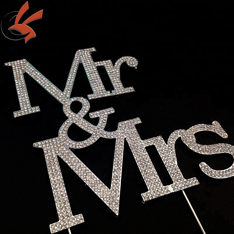Large Mr & Mrs Rhinestone Diamante Crystal Wedding Engagement Cake Topper Decorations
