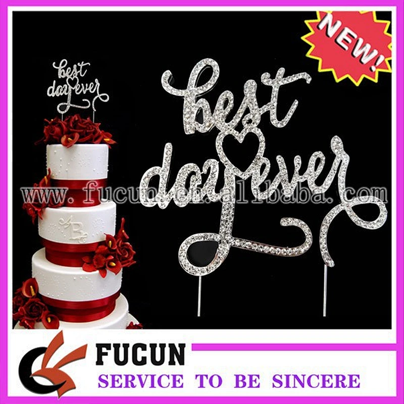 Party Table Decoration Rhinestone Best Day Ever Wedding Cake Topper