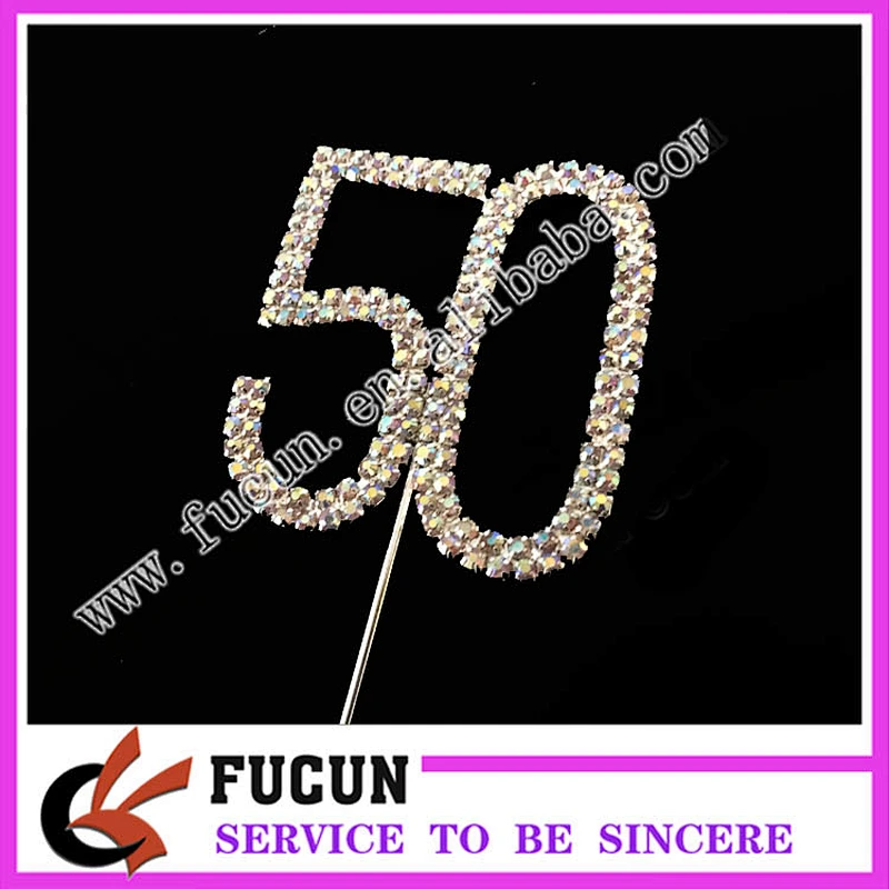 Shinning Silver 6cm Numbers Crystal Rhinestone ab Cake Pick Cake Toppers For Wedding Birthday Party Decoration