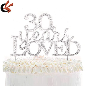 Anniversary Rhinestone Cake Topper 15 25 30 35 40 50 60 years LOVED Cake Topper