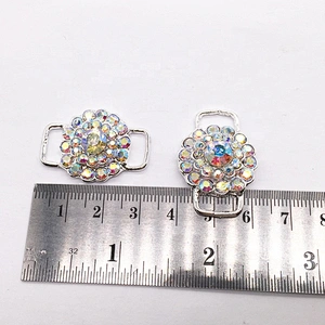 Crystal flower rhinestone clear ab swimming suit buckle connector for bikini centre