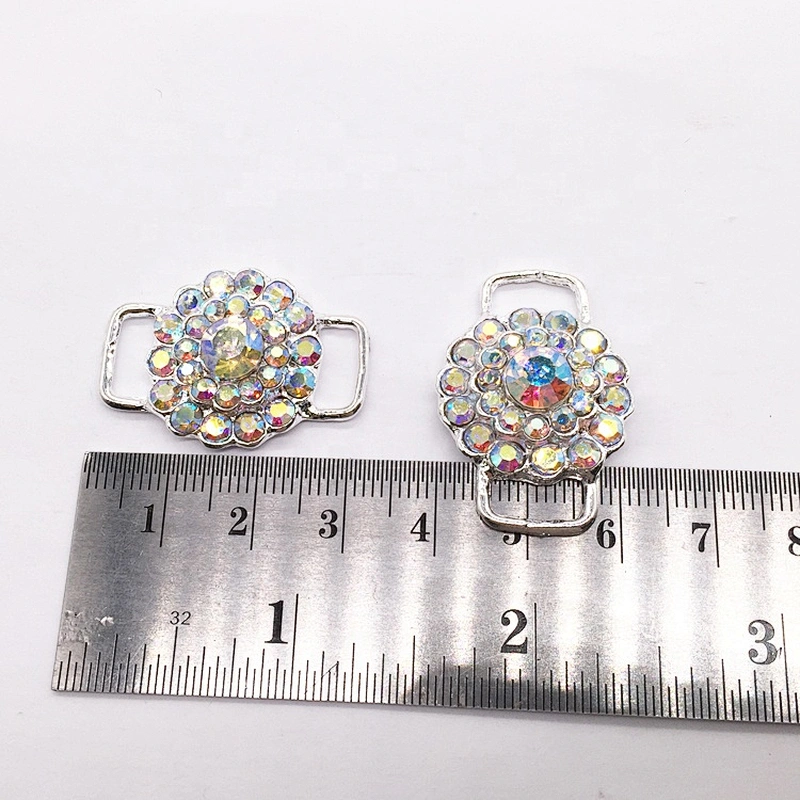 Crystal flower rhinestone clear ab swimming suit buckle connector for bikini centre