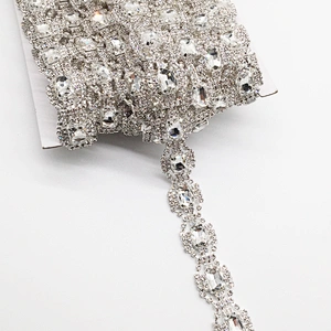 Garment Decorative Rhinestone Crystal Applique Trim for fashion evening dresses
