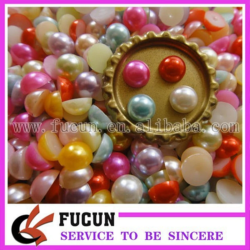 green half round plastic pearl bead