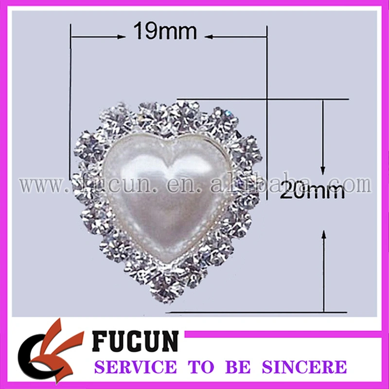 rhinestone pearl heart shape buckles for wedding invitation