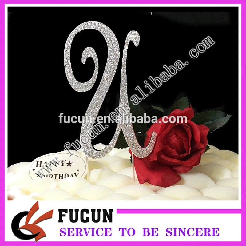 Bling Hot sale high quality W wedding cake toppers for party anniversary