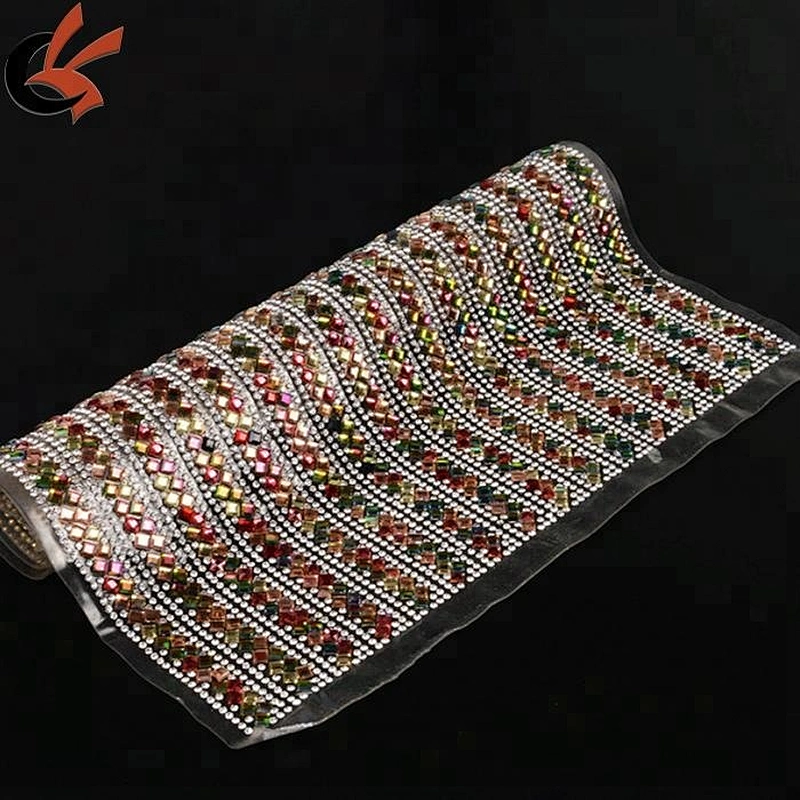 whoeslae fabric glass strass rolls hot fix crystal rhinestone mesh