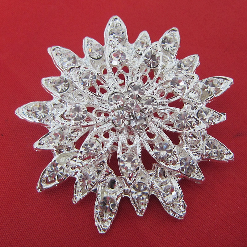Women Favor Lapel Pin Design Rhinestone Vintage Flower Crystal Brooch