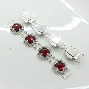 Shiny new products 120mm Metal red Rhinestone Bikini Connector in buckle