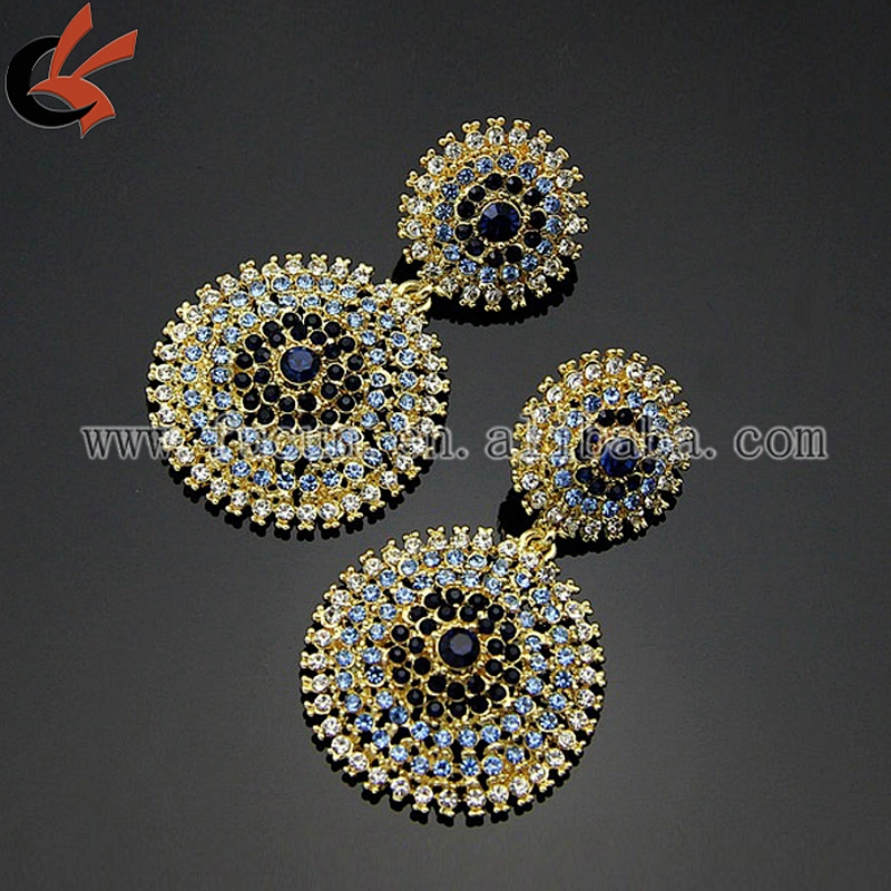 Gold Antique Art Deco Statement Rhinestone Earrings