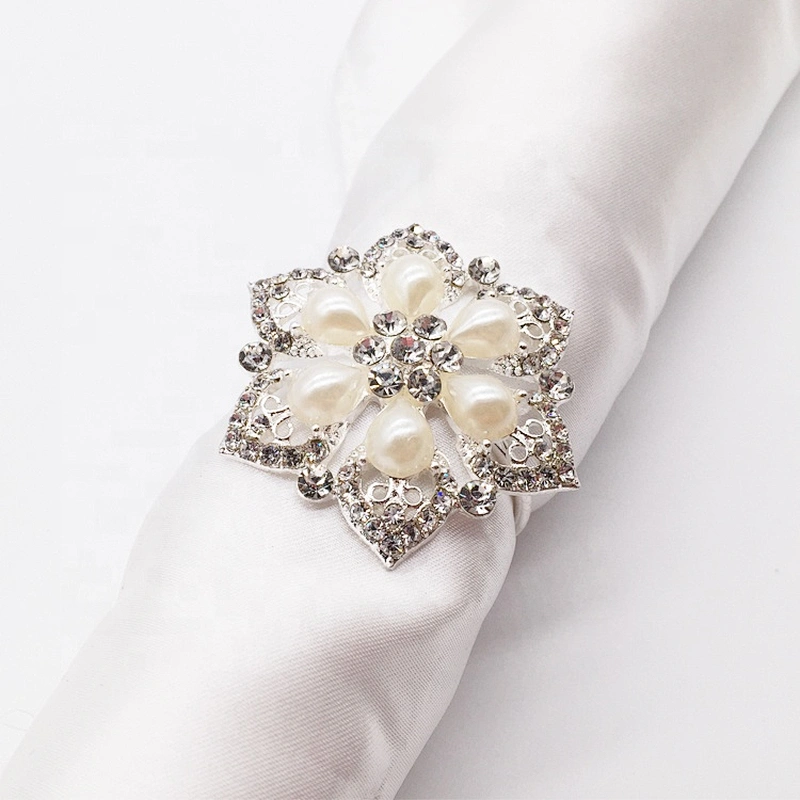 Handmade Technics table napkin pearl styles decorative clear rhinestone napkin ring