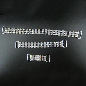Cheap Bulk Rhinestone 3 Rows Silver Bikini Connector