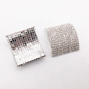 High quality custom multi rows crooked rhinestone ribbon slider buckles for chair clasp sash