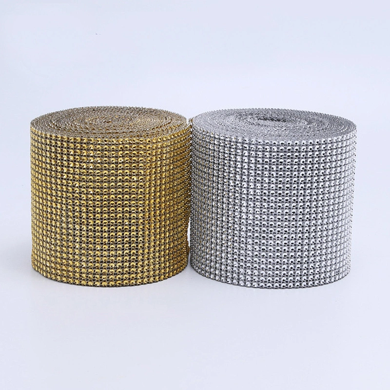 Silver and gold 24 rows plastic empty mesh wrap trimming for wedding accessories decorative