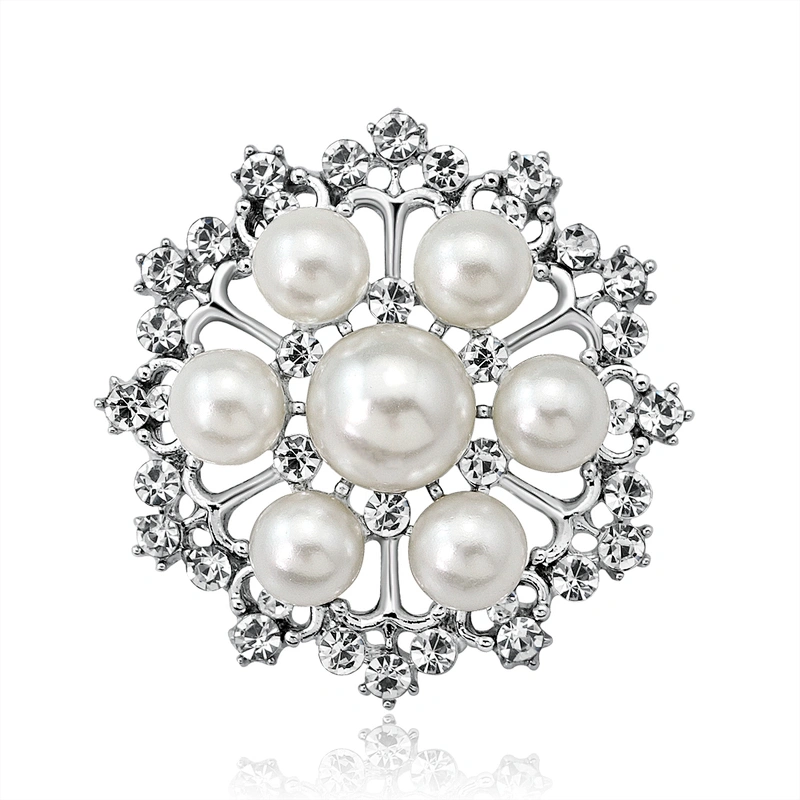 hot sale elegant pearl rhinestone brooch for wedding decoration