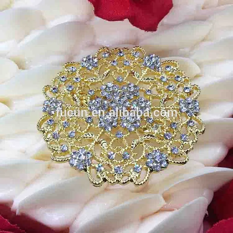 Factory wholesale hot sale gold jewelry crystal bridal wedding rhinestone brooch