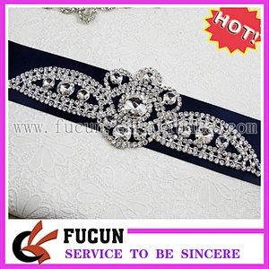 Metal Back Embellishment Bridal Crystal Rhinestone Sash Applique