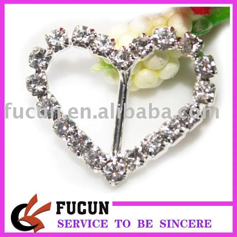 15mm heart rhinestone buckles/ribbon buckles