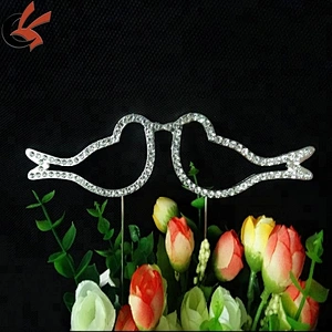 Kissing Birds Crystal Diamante Rhinestone Bling Wedding Cake Topper Decoration